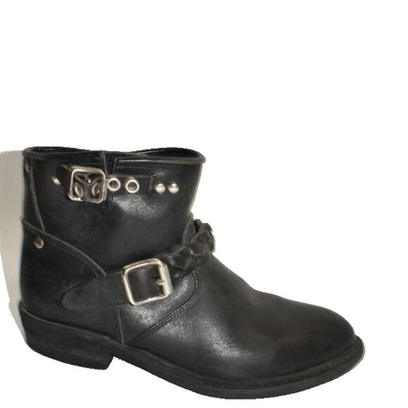 Golden Goose Black Biker Low Boots Distressed Leather Size 36 6 DD525 - Picture 1 of 6